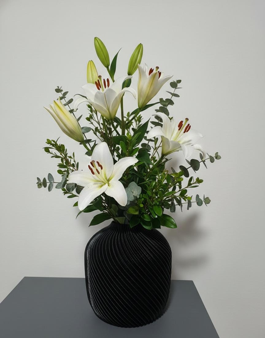 Vaso com design moderno impresso em 3D